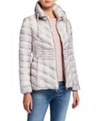 Snake-print Quilted Packable Puffer Coat