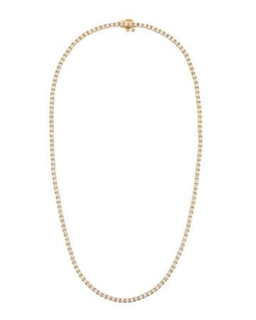 14k Yellow Gold Diamond Tennis Necklace.