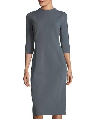 High-neck Cold-shoulder Ponté-knit Dress