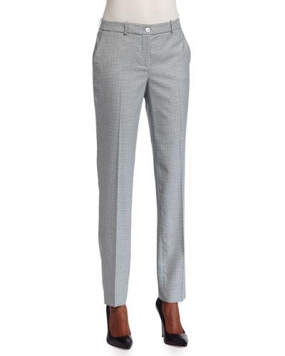 Samantha Houndstooth Skinny Pants, White/oxford