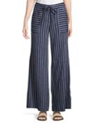 Striped-linen Flare-leg Pants
