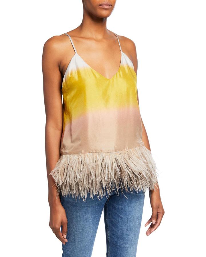 Coppertone Ostrich Feathers Colorblock Cami