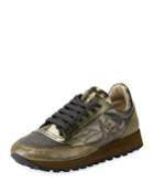 Metallic Lace-up Platform Trainer