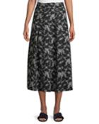 Floral-print Gabardine Box-pleat