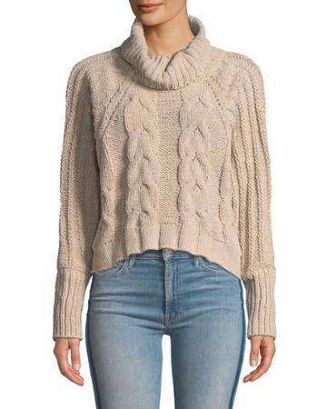Cropped Cable-knit Turtleneck