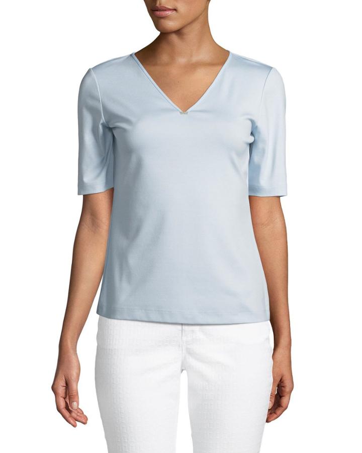 Chain-detail V-neck Tee