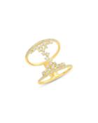 14k Yellow Gold Diamond Open 2-row Ring,