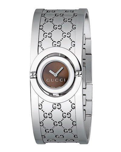 Boxed Stainless Steel Twirl Flip Bangle Watch