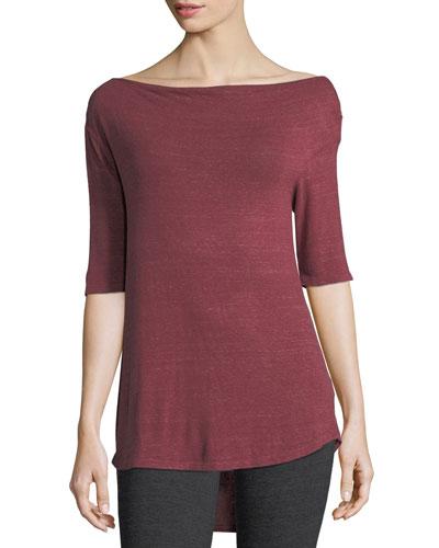 Half-sleeve Bateau-neck Tee