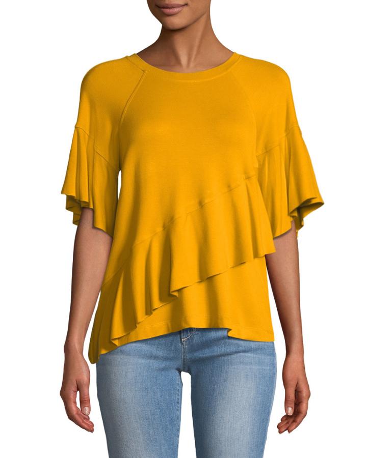 Asymmetric Ruffle Tee