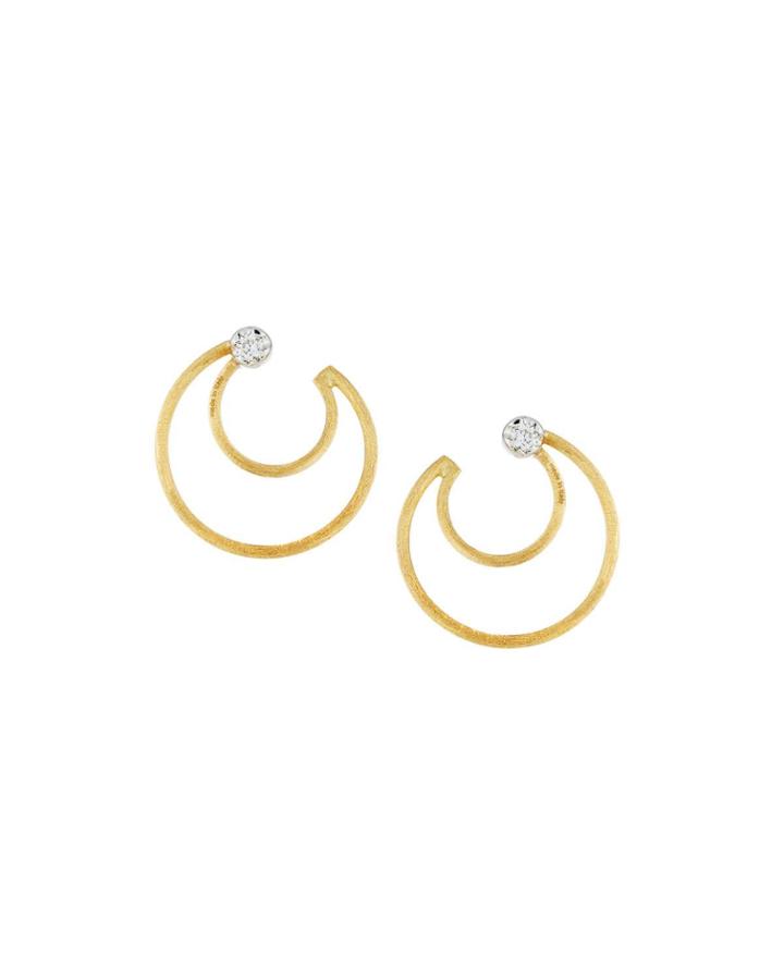 18k Luce Diamond Crescent Hoop Earrings