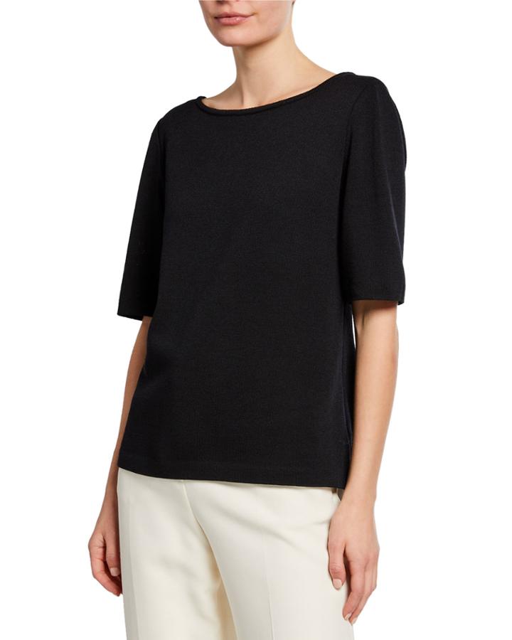 Santana Jewel-neck Elbow-sleeve Knit Top
