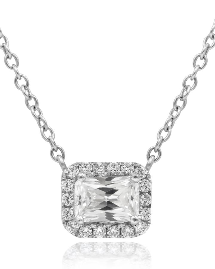 14k Diamond Rectangle Pendant Necklace