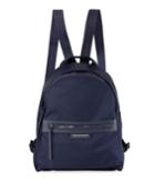 Zip-top Nylon Backpack, Navy