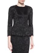 Subtle Floral Pattern Sparkle Knit Peplum Jacket