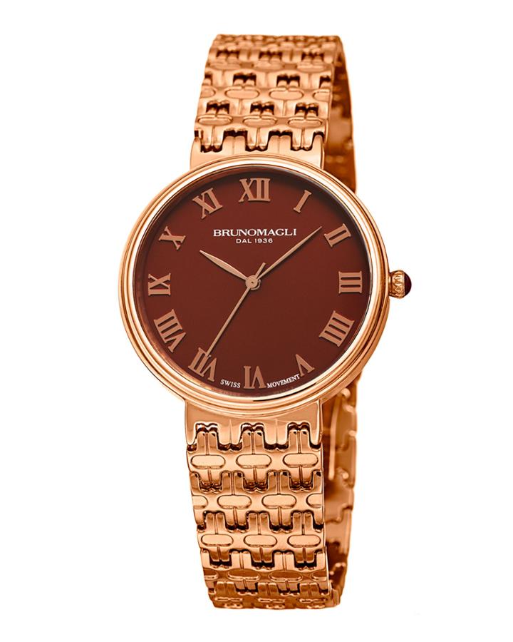 36mm Isabella Bracelet Watch, Brown/rose
