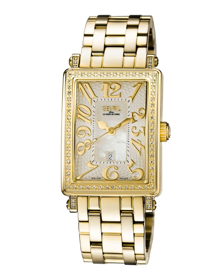 Swiss Quartz Mezzo Gold Tone Diamond Stainless Steel Bracelet Watch