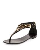 Suede Metal-feather Thong