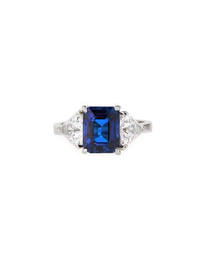Emerald-cut Blue Cubic Zirconia Ring