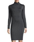 Turtleneck Long-sleeve Bodycon Dress, Black