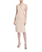 Pammie Sleeveless Finesse Crepe Wrap Dress