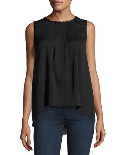 Dena Scallop-trimmed Blouse, Black