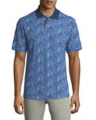 Two-button Stipple-print Polo Shirt With Contrast Collar