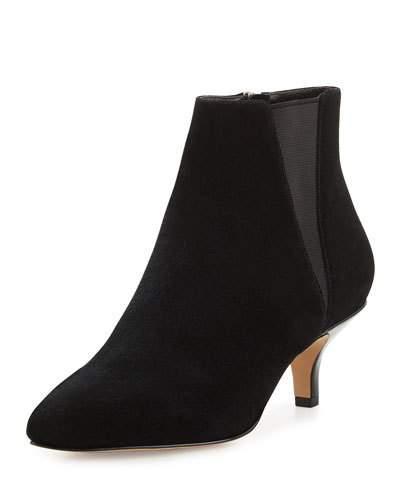 Geeo Suede Pointed-toe Bootie, Dark Brown