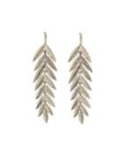 Black Silver Leaf Drop Earrings With Champagne Diamonds