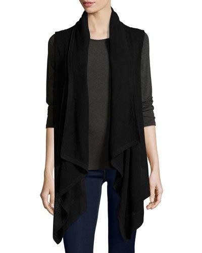 Draped Superfine Mesh Cashmere Hooded Vest