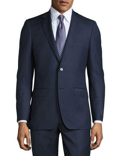 Two-piece Slim-fit Suit, Blue Pattern