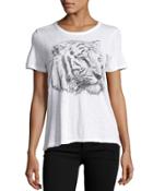 Sketched Tiger Graphic Tee, White