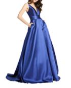 Sleeveless Plunging V-neck Mikado Ball Gown