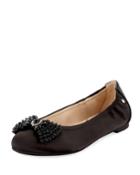 Cait Jewel-bow Satin Ballet Flats