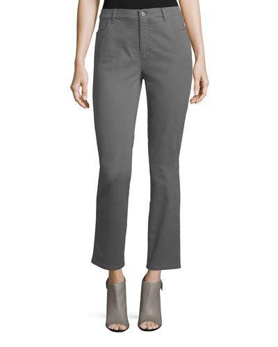 Curvy Textured Slim-leg Jeans, Gray