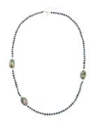 Long Luxe Pearl & Abalone-hue Station Necklace, Gray