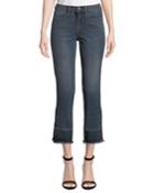 Mid-rise Straight-leg Cropped Gaslight Jeans With Buttons & Raw Hem