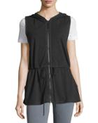 Hooded Sleeveless Vest, Black