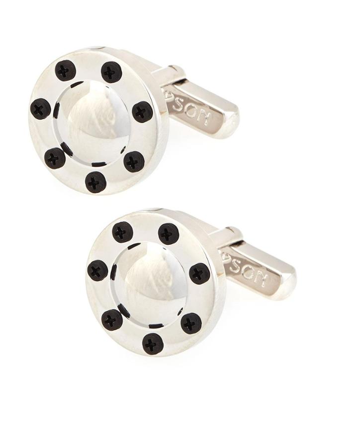 Thompson London Circular Cuff Links W/ Screw Detail,