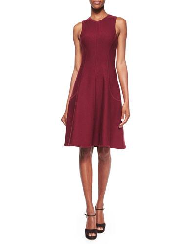 Sleeveless Princess-seam Dress, Claret