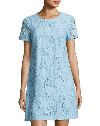 Kayte Short-sleeve Lace Dress, Blue
