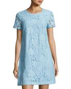 Kayte Short-sleeve Lace Dress, Blue