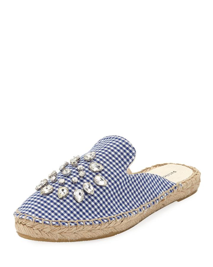 Gingham Embellished Slide Espadrille
