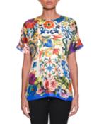 Maiolica-print Crewneck Short-sleeve
