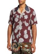 Men's Silk Pineapple-print Short-sleeve