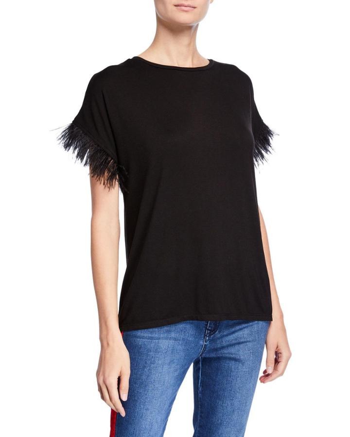 Feather-sleeve T-shirt