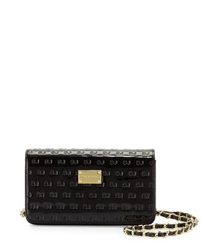 Logo-embossed Patent Wallet-on-chain, Black/gold