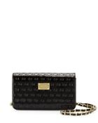 Logo-embossed Patent Wallet-on-chain, Black/gold