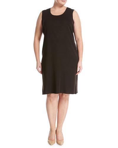 Wrinkle-resistant Knit Shift Dress, Brown,