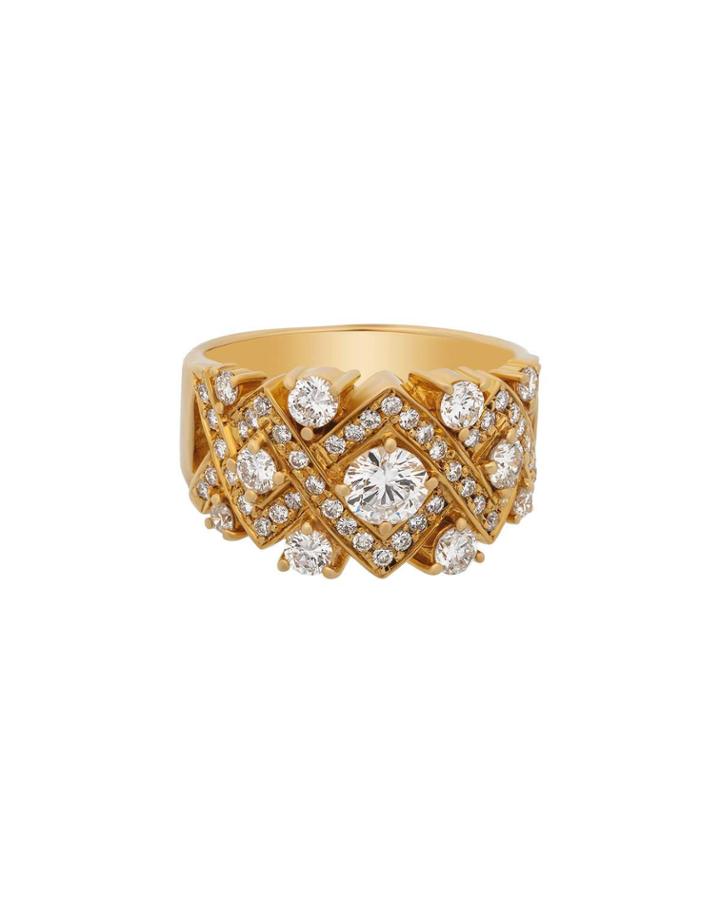 Estate 18k Yellow Gold Diamond Cluster Ring,